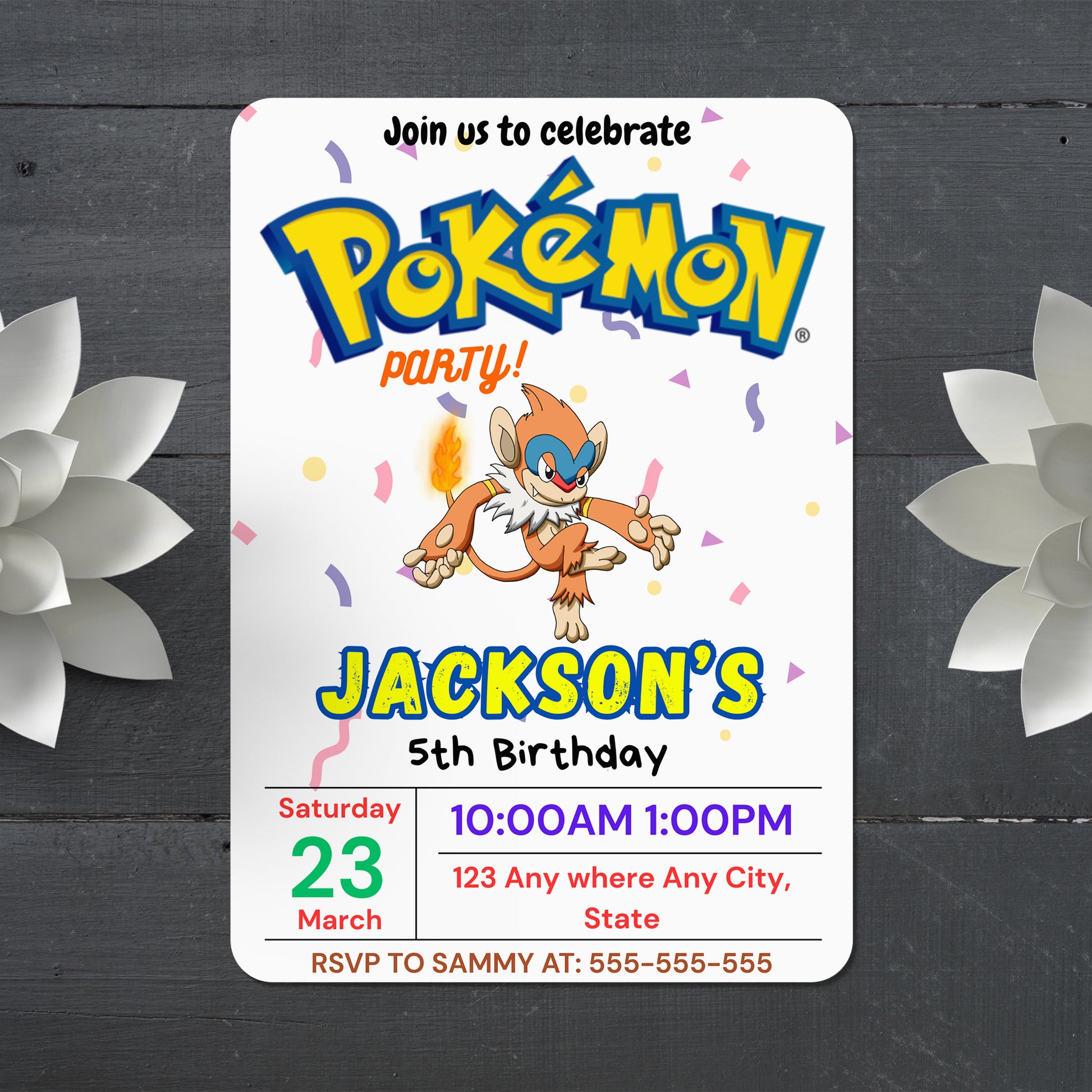 Infernape Birthday Invitation Template | Pokemon Invite - CreativeRino