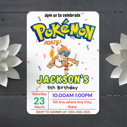 Infernape Birthday Invitation Template | Pokemon Invite - CreativeRino