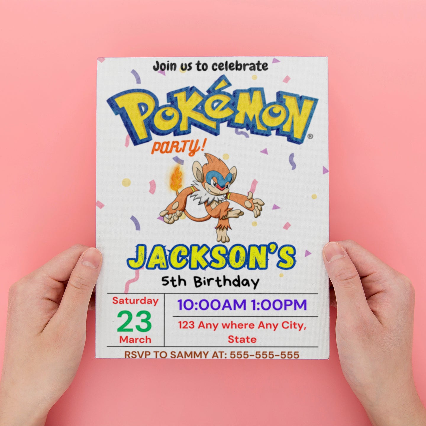Infernape Birthday Invitation Template | Pokemon Invite - CreativeRino