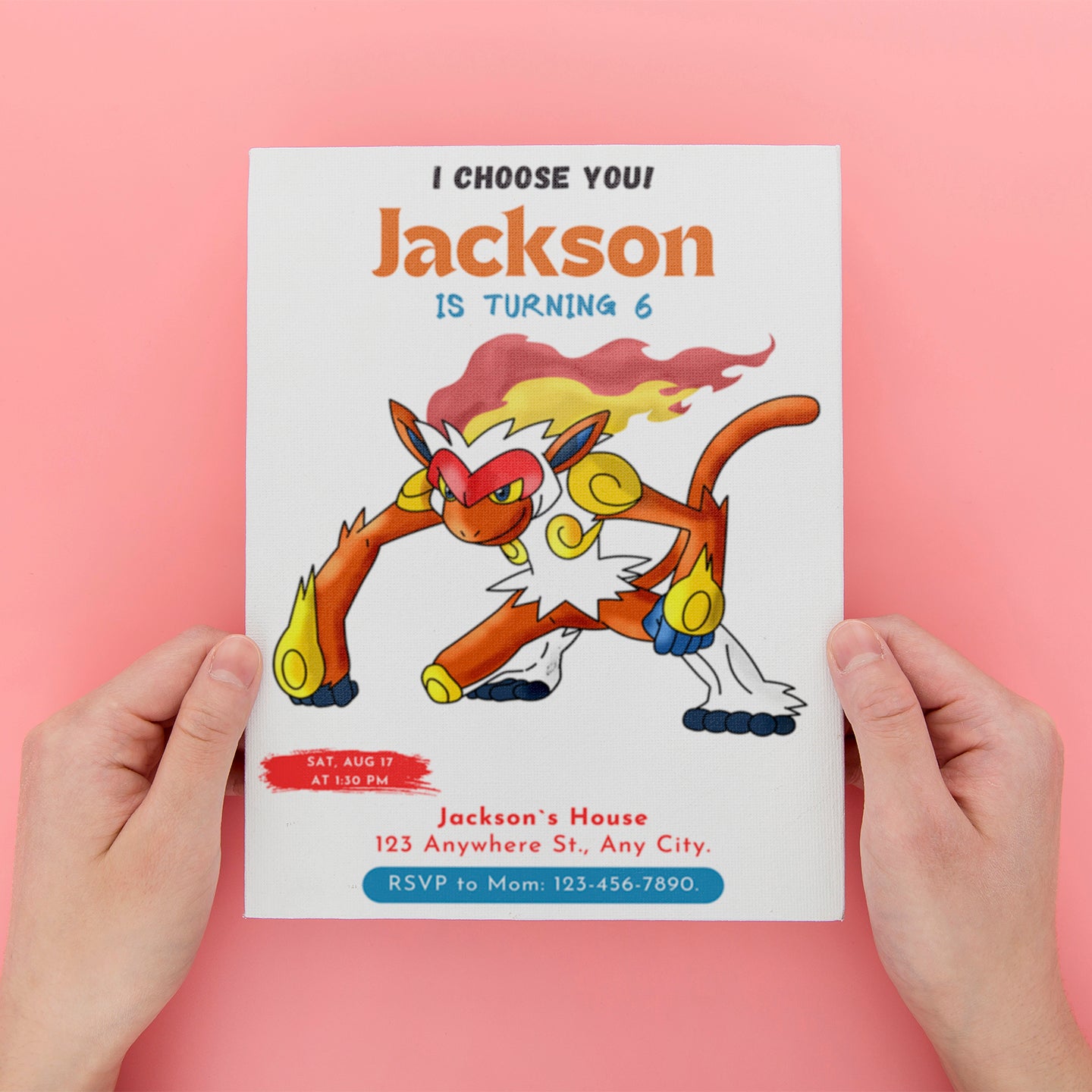 Infernape Birthday Party Invitation Template | Pokemon Invite - CreativeRino