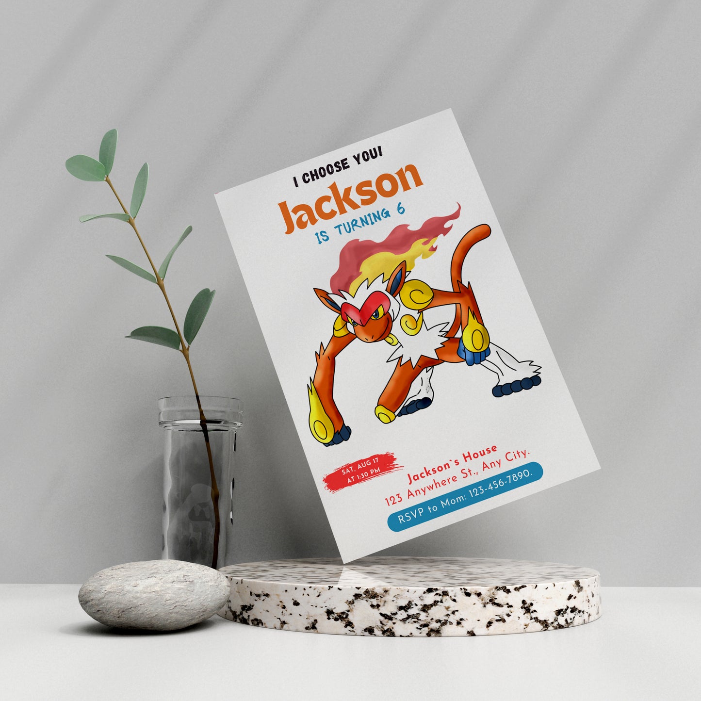 Infernape Birthday Party Invitation Template | Pokemon Invite - CreativeRino