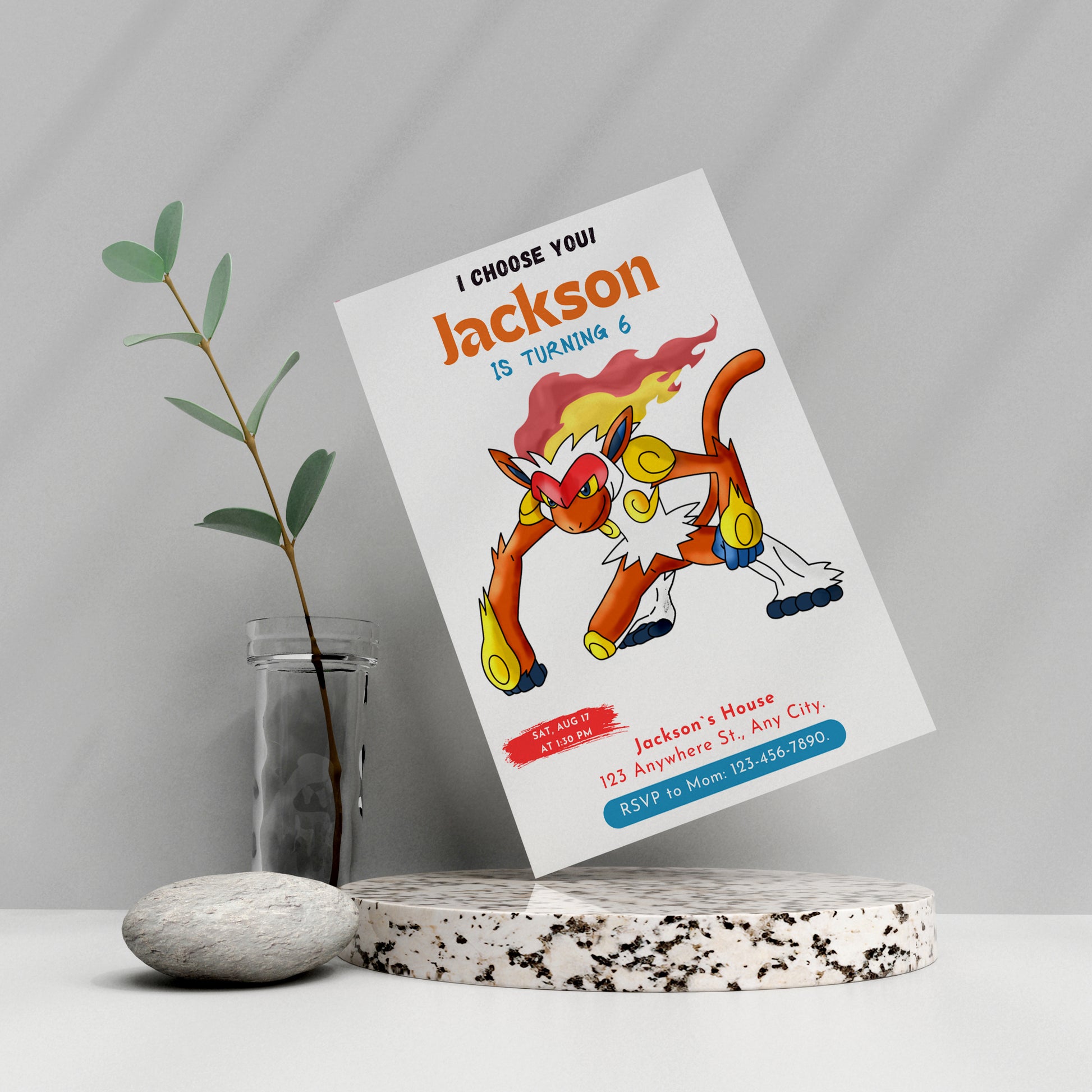 Infernape Birthday Party Invitation Template | Pokemon Invite - CreativeRino