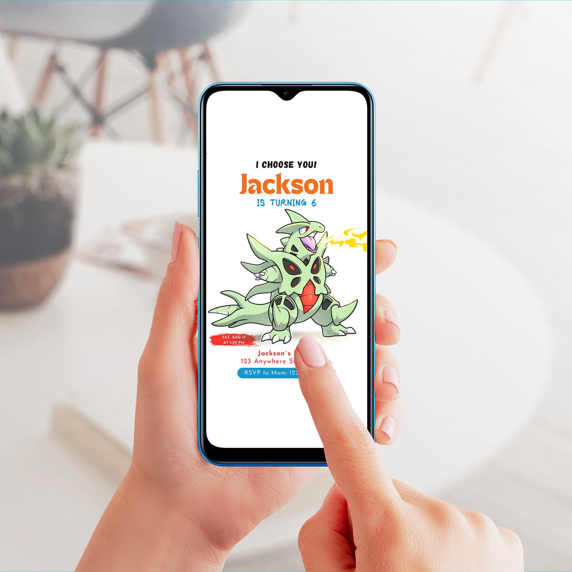 Tyranitar Birthday Party Invitation Template | Pokemon Invite - CreativeRino