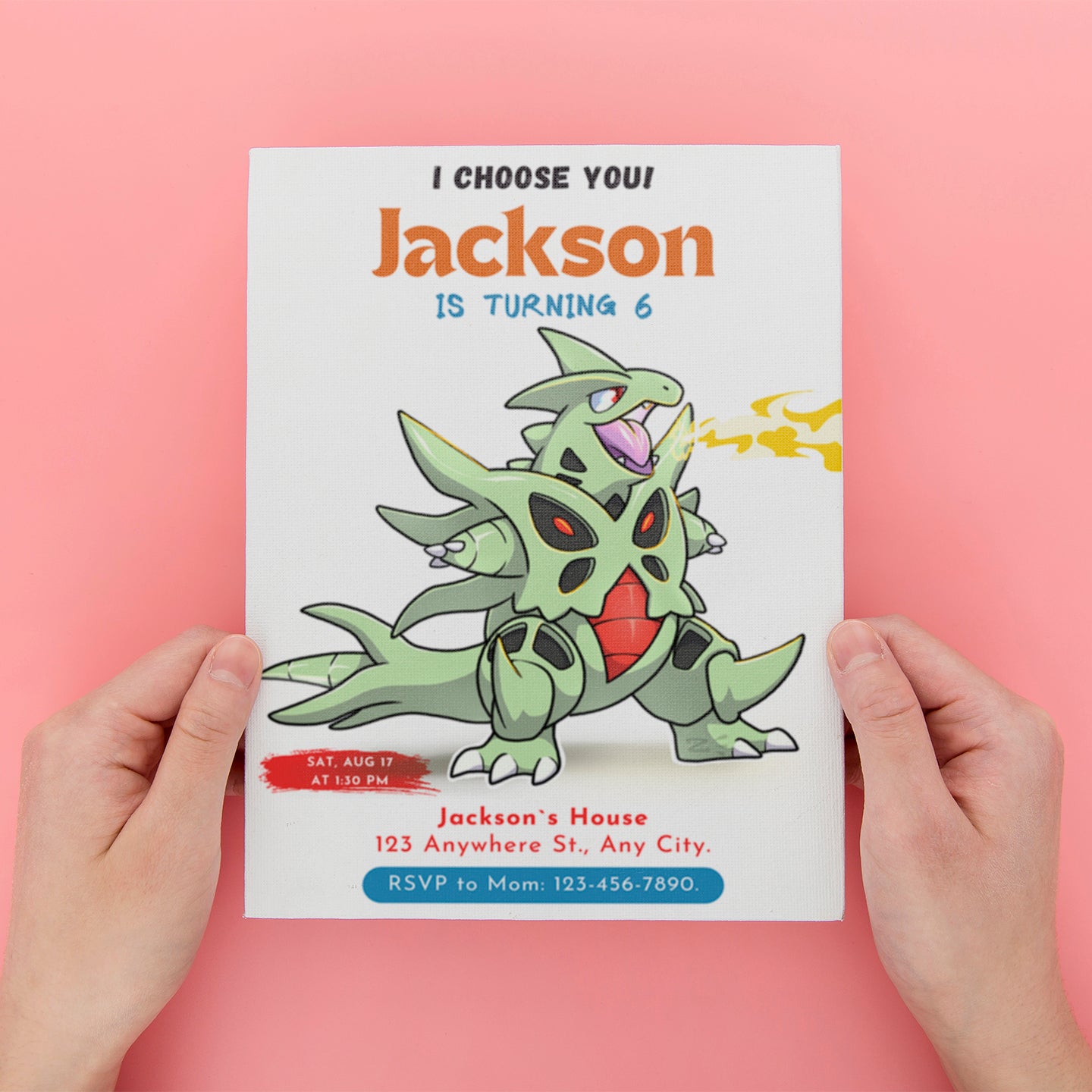 Tyranitar Birthday Party Invitation Template | Pokemon Invite - CreativeRino