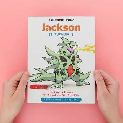 Tyranitar Birthday Party Invitation Template | Pokemon Invite - CreativeRino