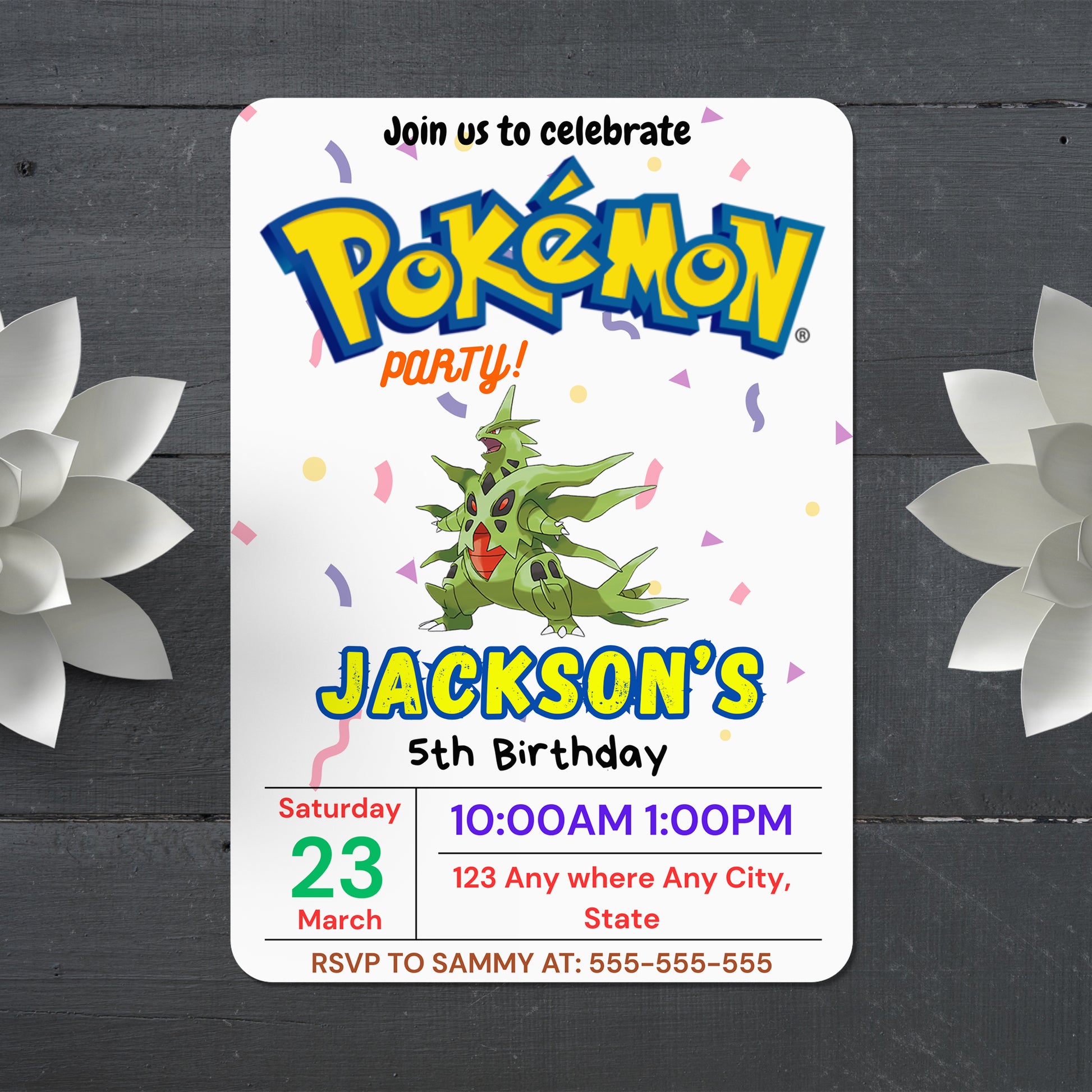 Tyranitar Birthday Invitation Template | Pokemon Invite - CreativeRino