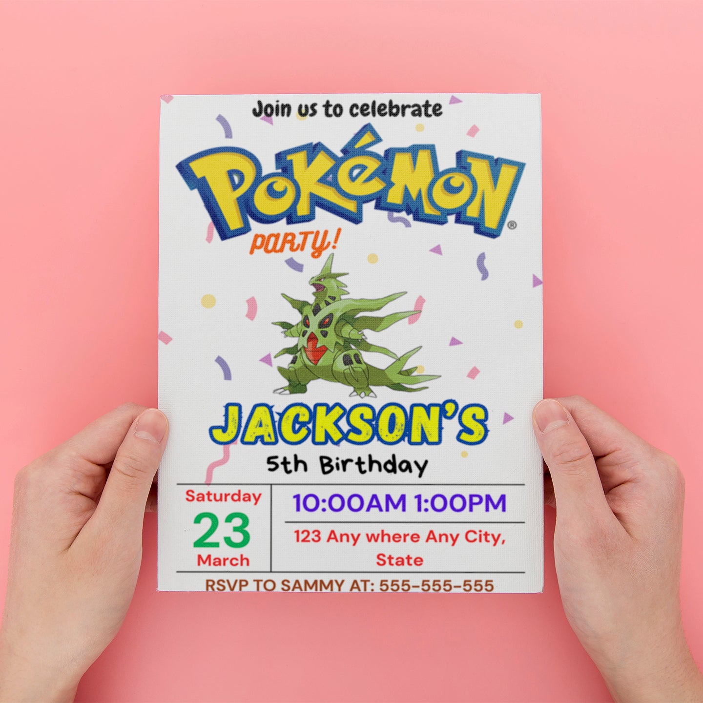 Tyranitar Birthday Invitation Template | Pokemon Invite - CreativeRino