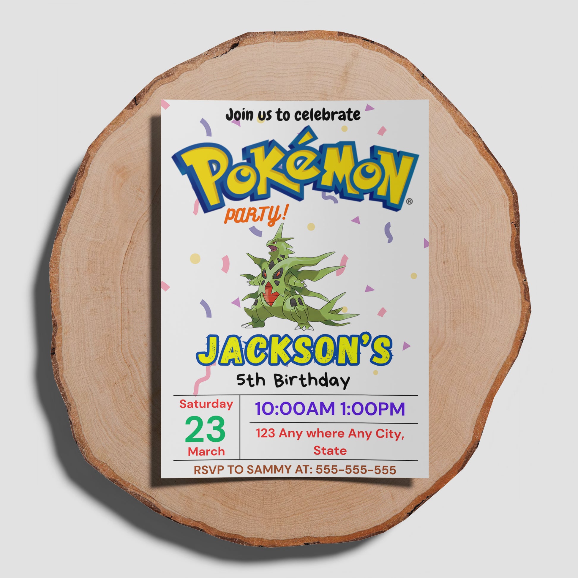 Tyranitar Birthday Invitation Template | Pokemon Invite - CreativeRino