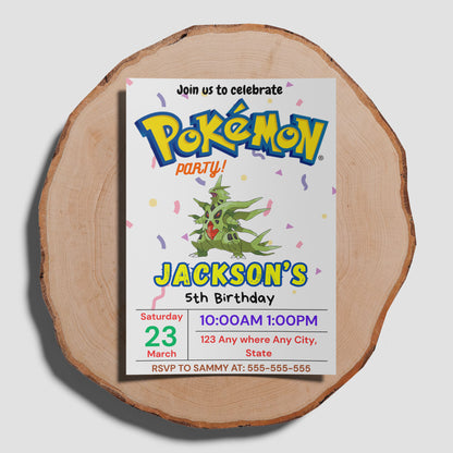 Tyranitar Birthday Invitation Template | Pokemon Invite - CreativeRino
