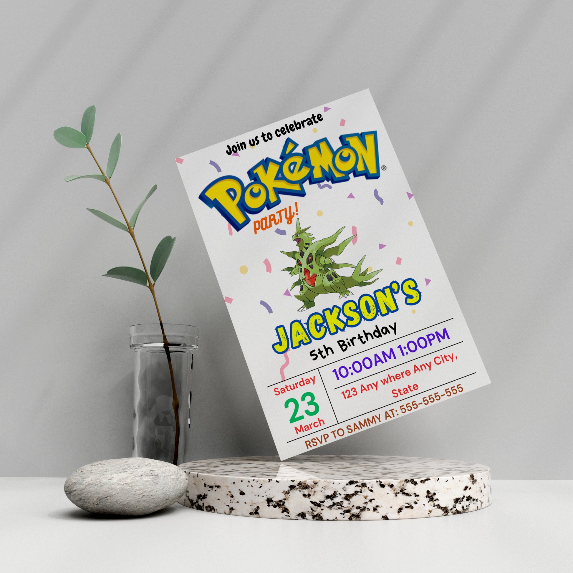 Tyranitar Birthday Invitation Template | Pokemon Invite - CreativeRino