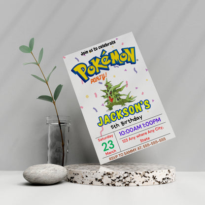 Tyranitar Birthday Invitation Template | Pokemon Invite - CreativeRino