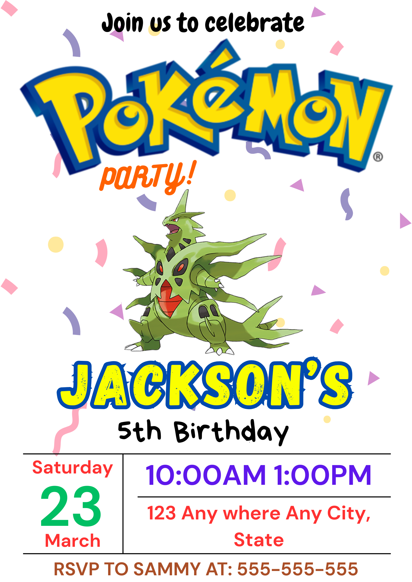 Tyranitar Birthday Invitation Template | Pokemon Invite - CreativeRino