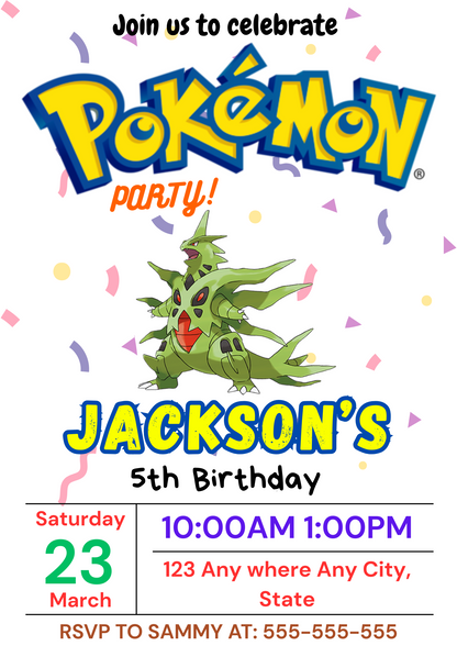Tyranitar Birthday Invitation Template | Pokemon Invite - CreativeRino
