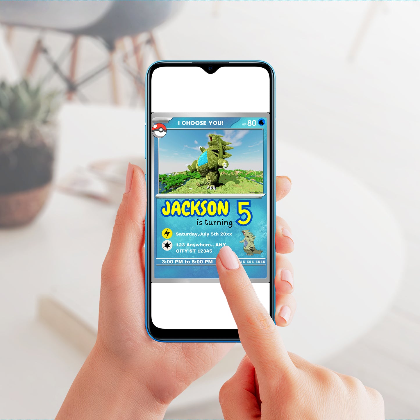 Tyranitar Invitation Template | Pokemon Card Birthday Invite - CreativeRino