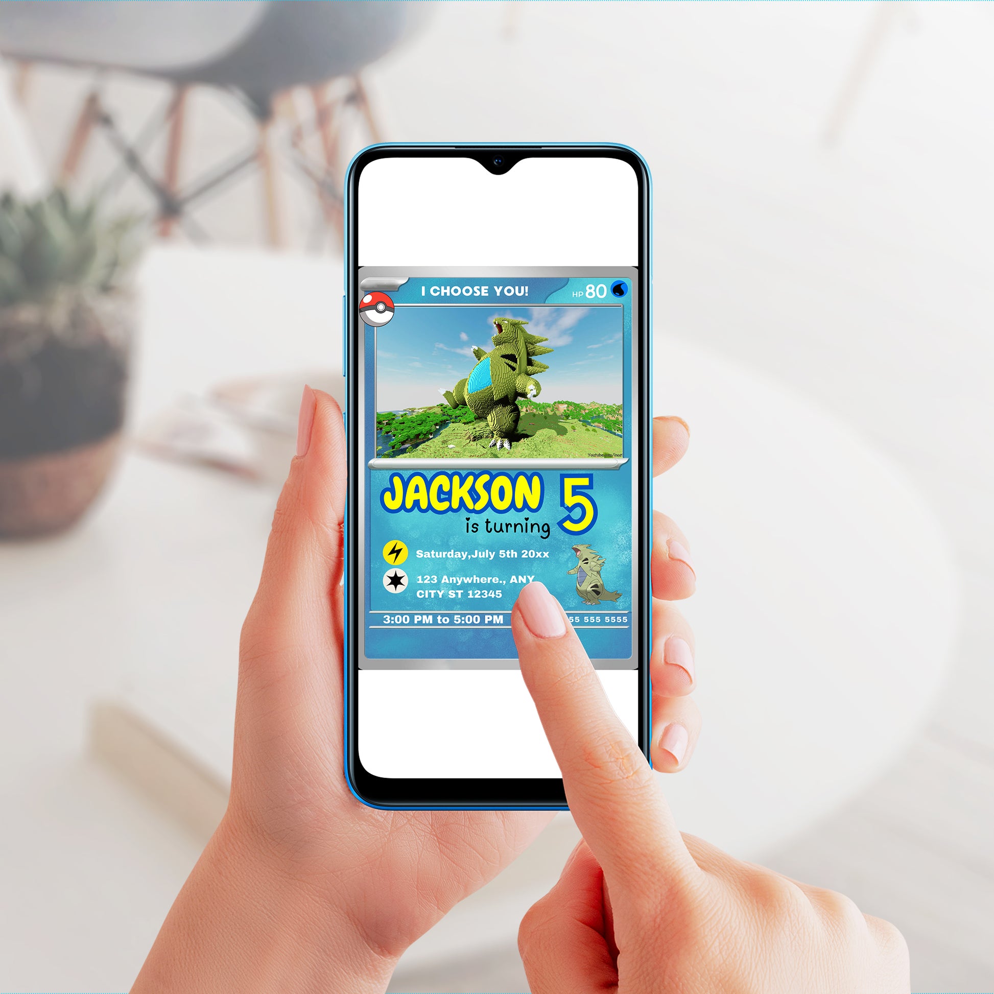 Tyranitar Invitation Template | Pokemon Card Birthday Invite - CreativeRino