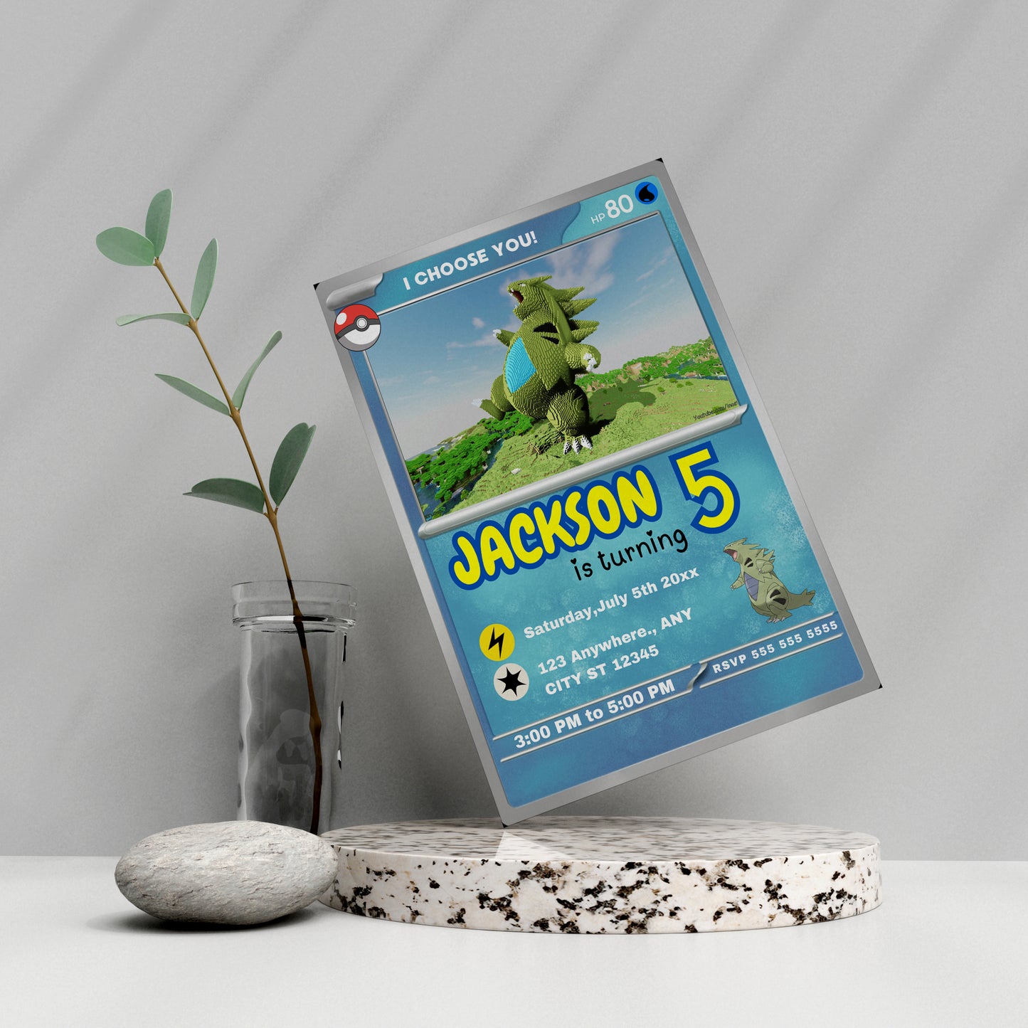 Tyranitar Invitation Template | Pokemon Card Birthday Invite - CreativeRino