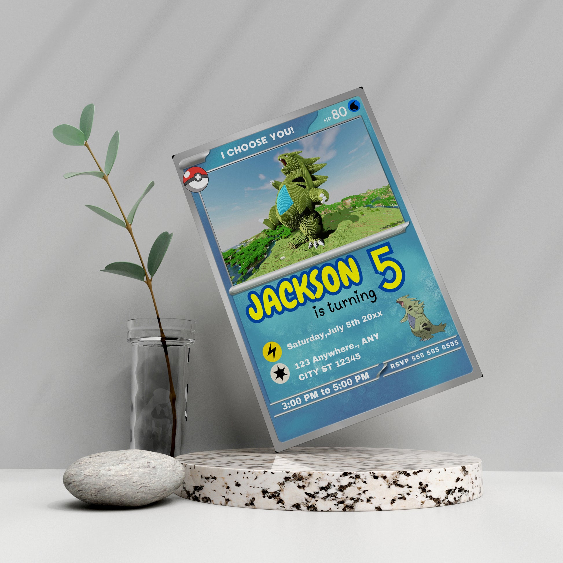 Tyranitar Invitation Template | Pokemon Card Birthday Invite - CreativeRino