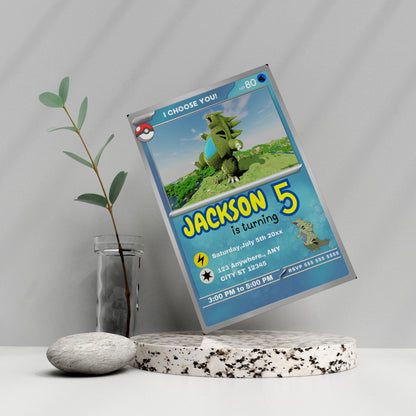 Tyranitar Invitation Template | Pokemon Card Birthday Invite - CreativeRino