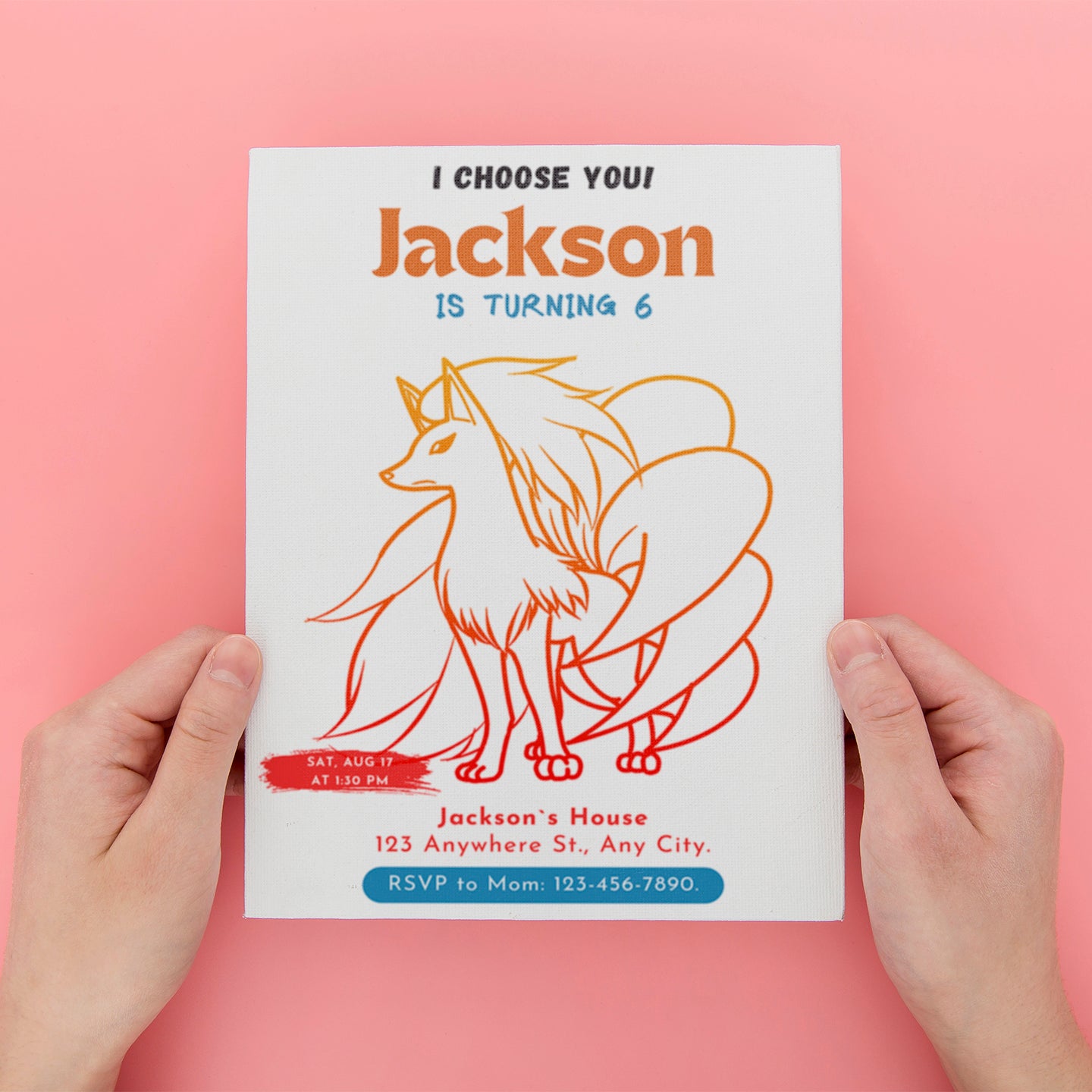 Ninetales Birthday Party Invitation Template | Pokemon Invite - CreativeRino