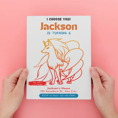 Ninetales Birthday Party Invitation Template | Pokemon Invite - CreativeRino