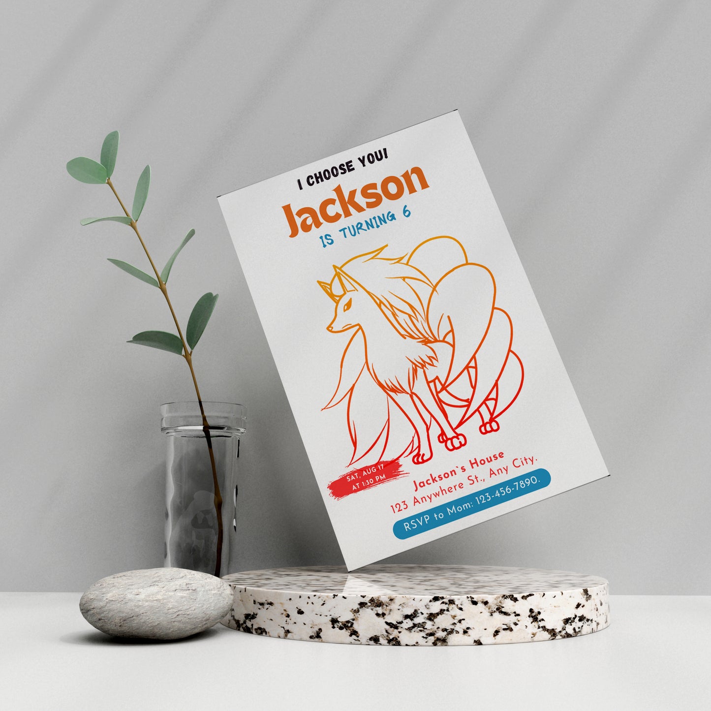 Ninetales Birthday Party Invitation Template | Pokemon Invite - CreativeRino