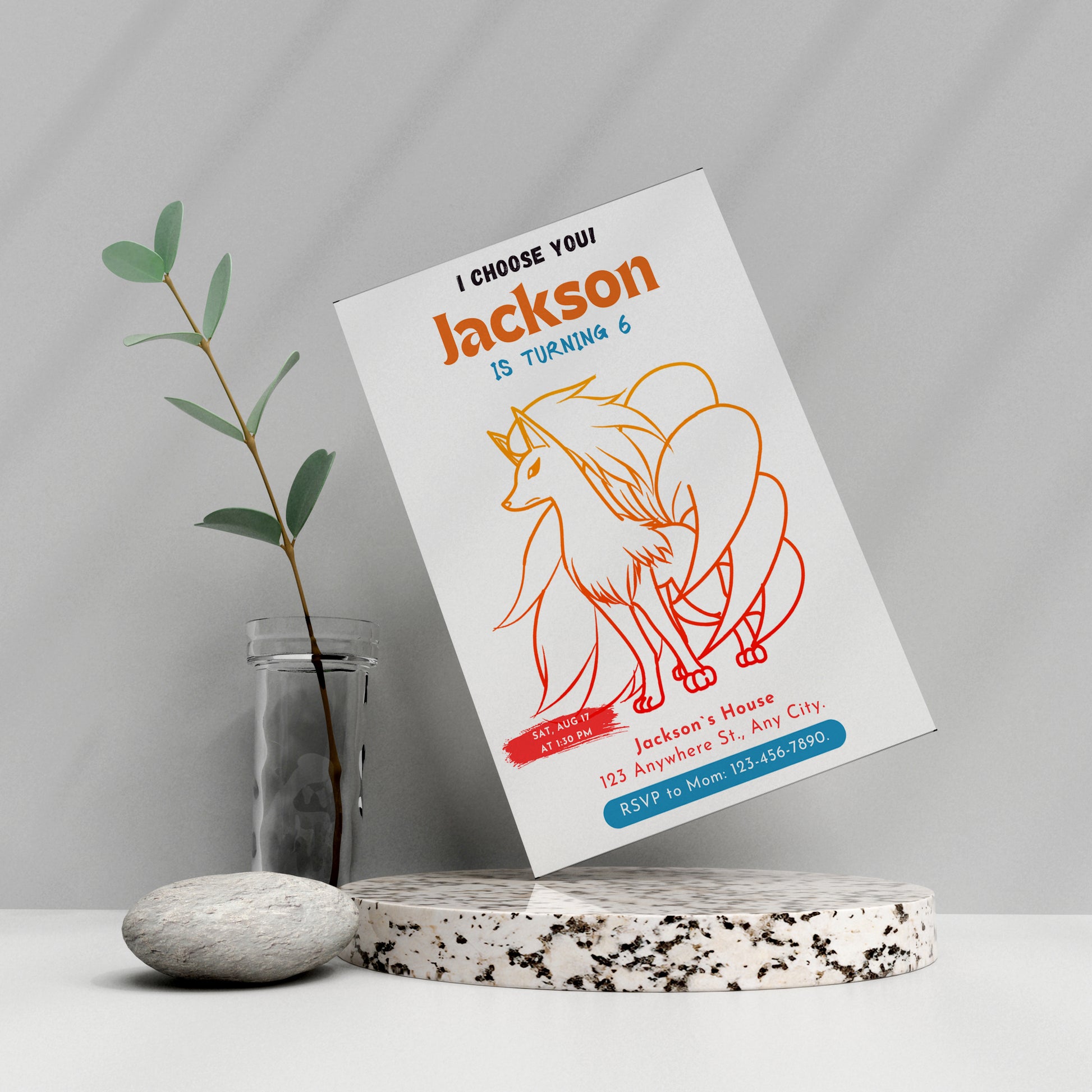 Ninetales Birthday Party Invitation Template | Pokemon Invite - CreativeRino
