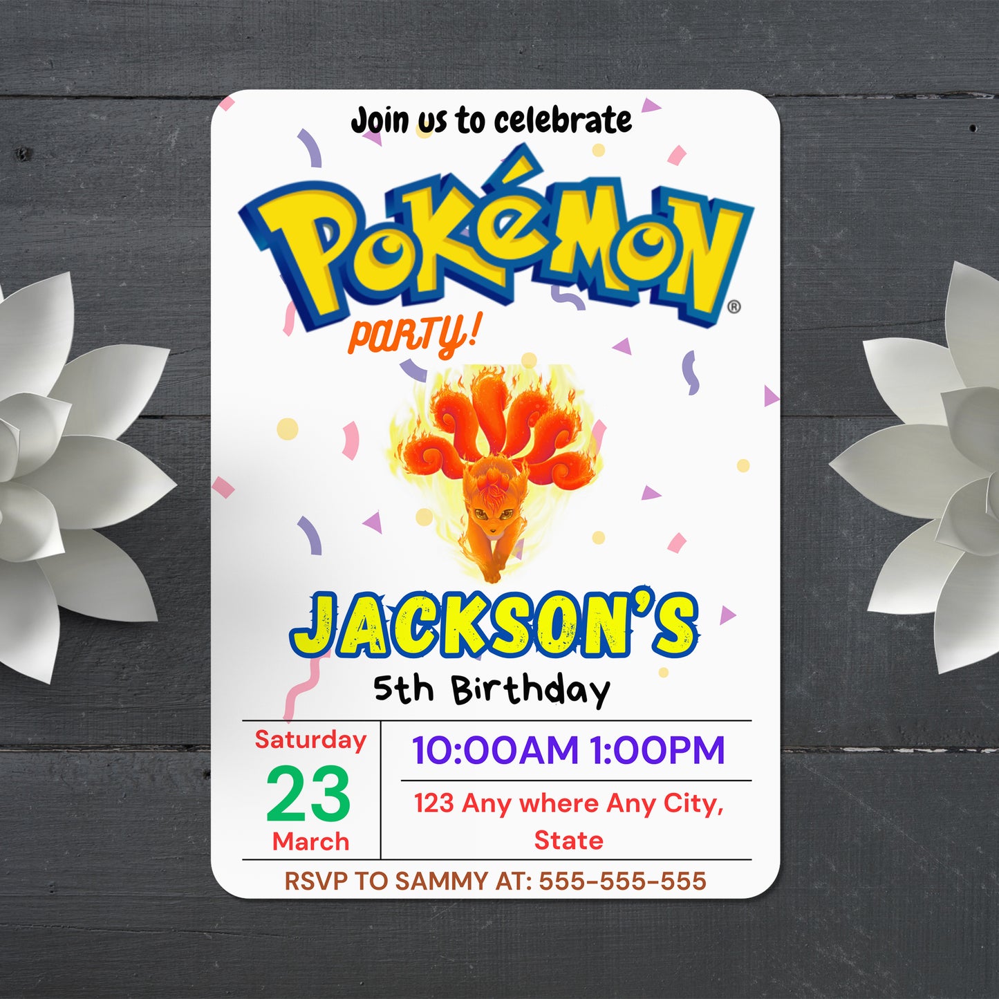 Ninetales Birthday Invitation Template | Pokemon Invite - CreativeRino