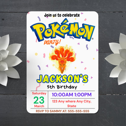 Ninetales Birthday Invitation Template | Pokemon Invite - CreativeRino