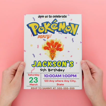 Ninetales Birthday Invitation Template | Pokemon Invite - CreativeRino