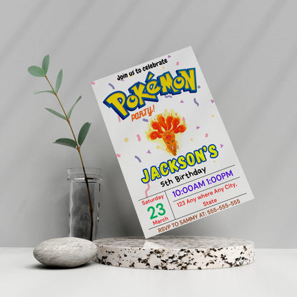 Ninetales Birthday Invitation Template | Pokemon Invite - CreativeRino