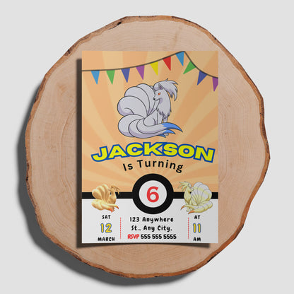 Ninetales Pokemon Birthday Party Invitation Template - CreativeRino