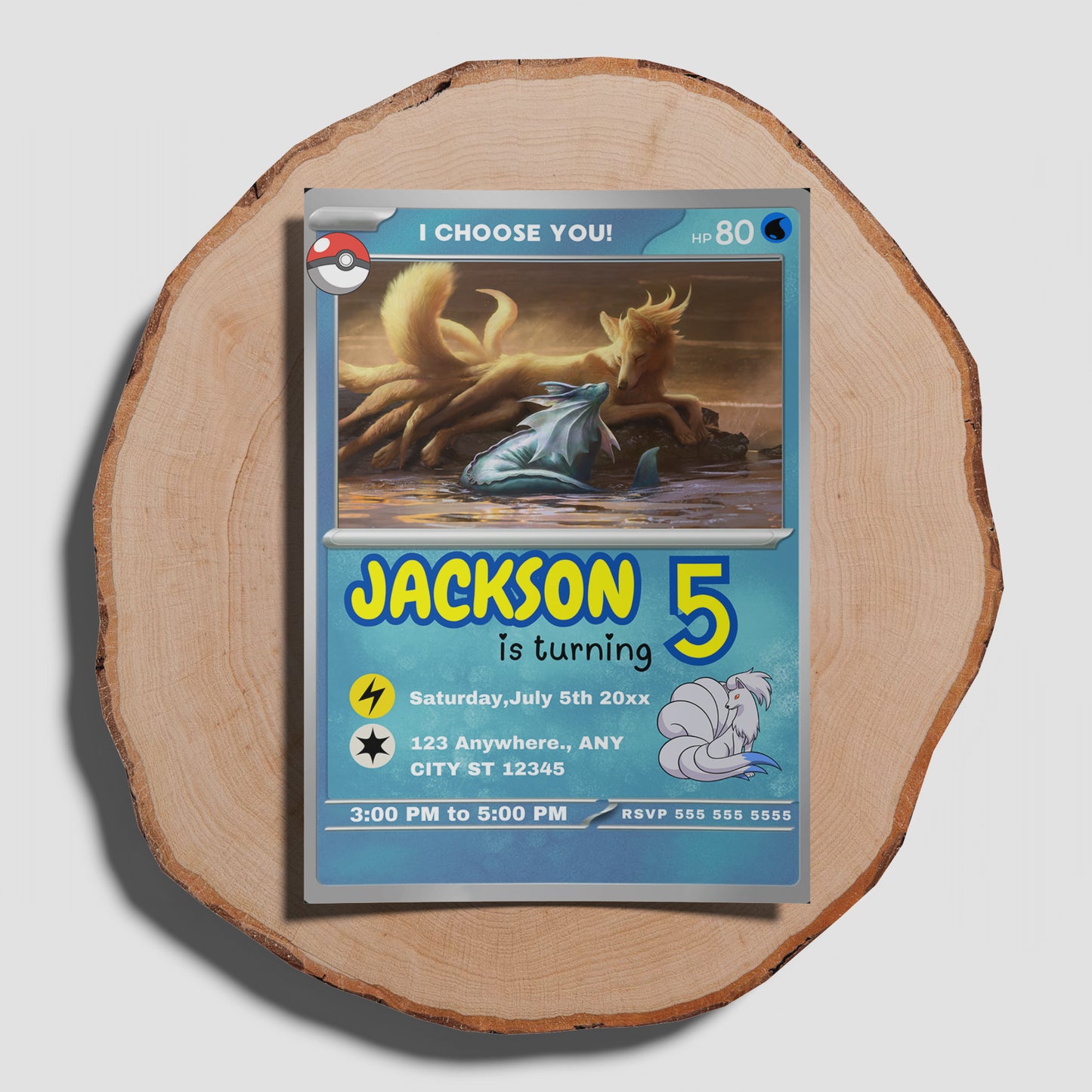 Ninetales Invitation Template | Pokemon Card Birthday Invite - CreativeRino