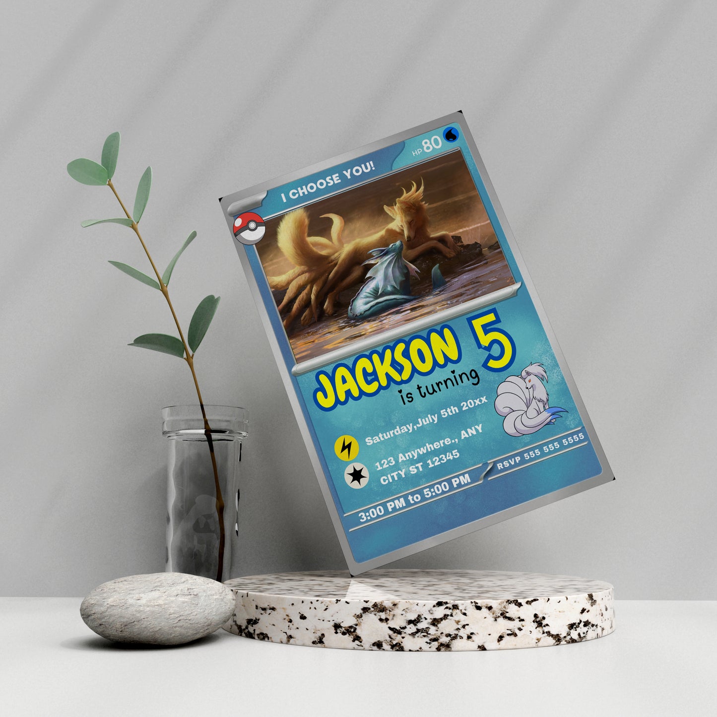 Ninetales Invitation Template | Pokemon Card Birthday Invite - CreativeRino