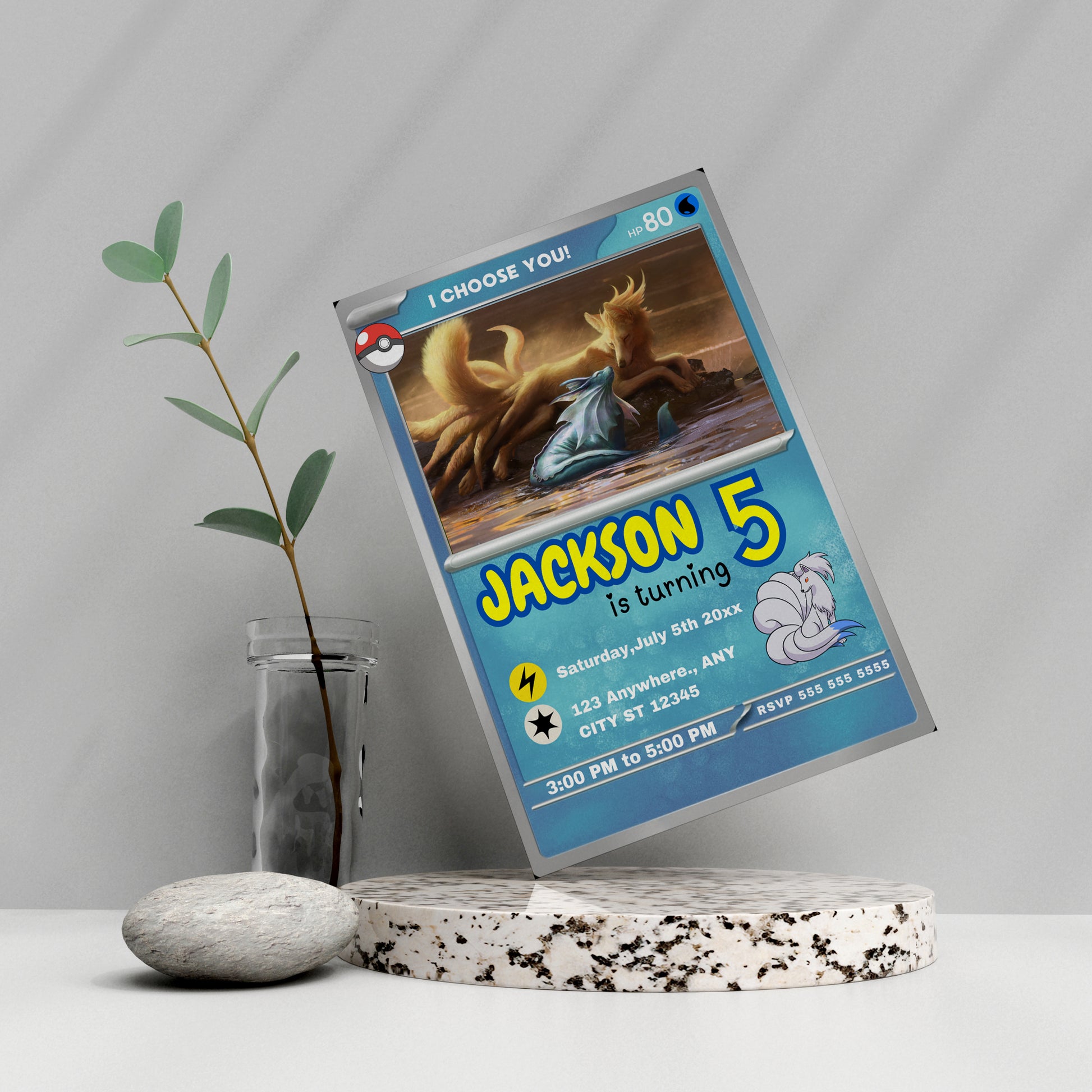 Ninetales Invitation Template | Pokemon Card Birthday Invite - CreativeRino