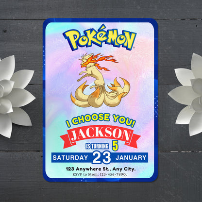 Ninetales Invitation Template | Pokemon Birthday Invite - CreativeRino