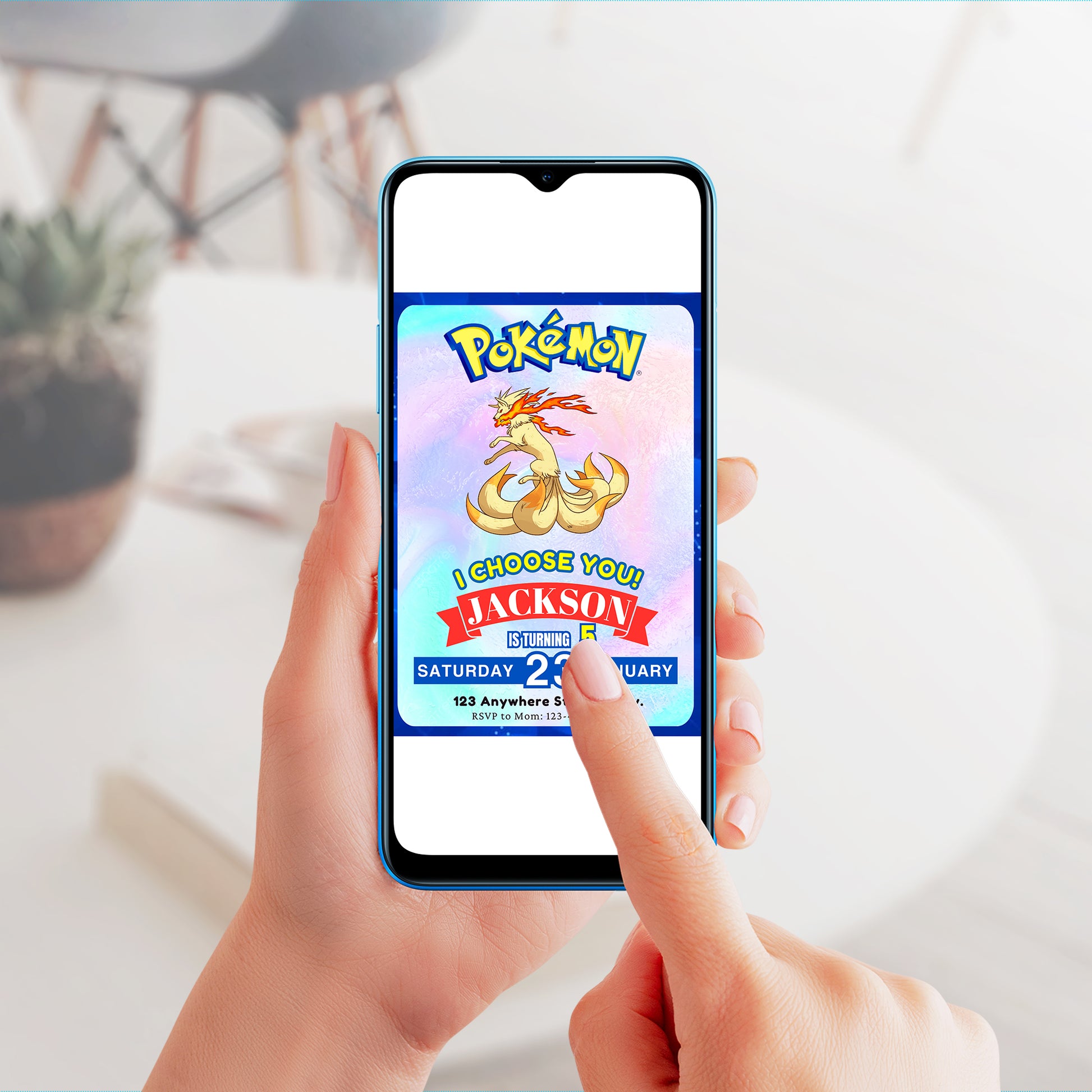 Ninetales Invitation Template | Pokemon Birthday Invite - CreativeRino