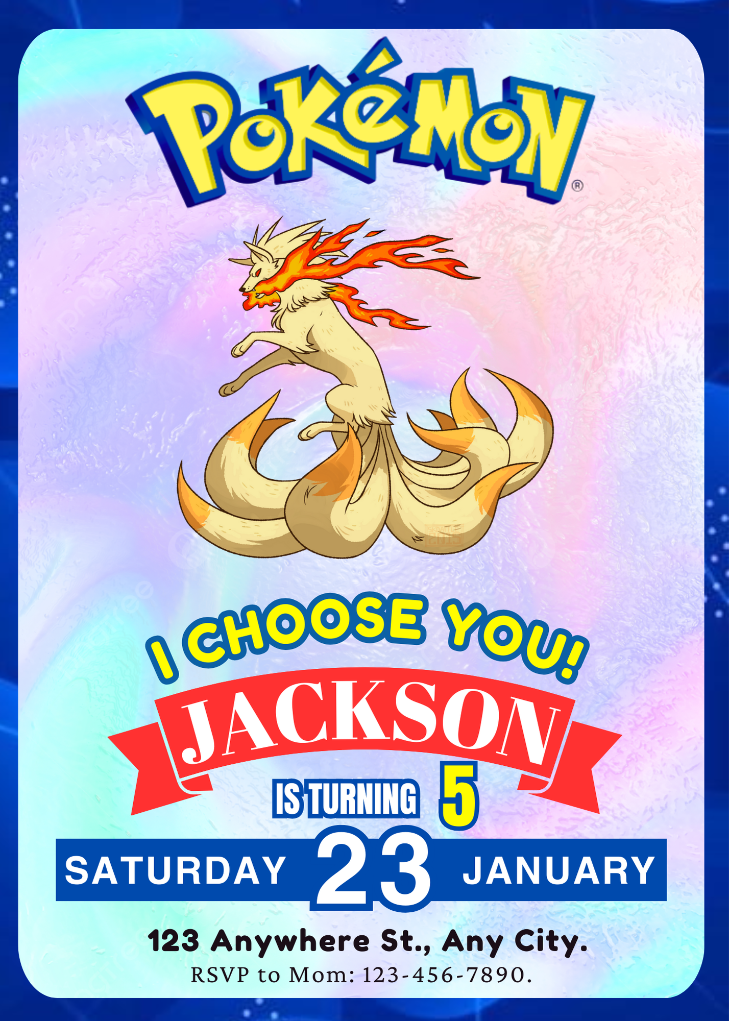 Ninetales Invitation Template | Pokemon Birthday Invite - CreativeRino