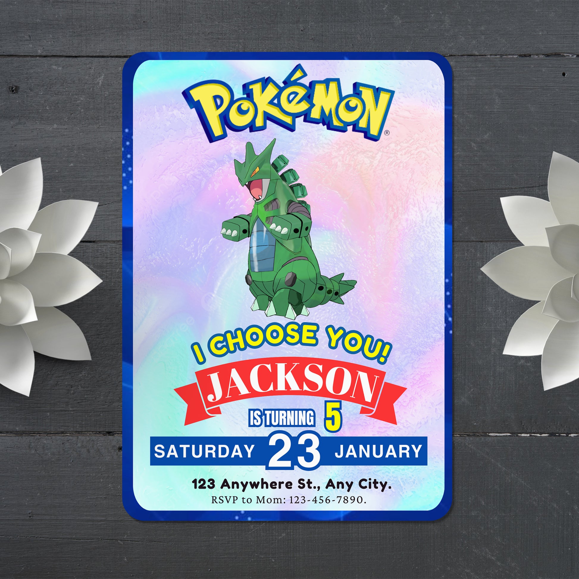 Tyranitar Invitation Template | Pokemon Birthday Invite - CreativeRino