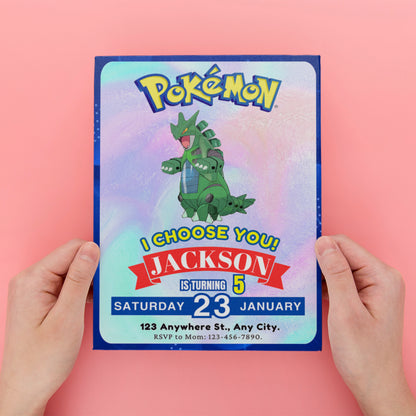 Tyranitar Invitation Template | Pokemon Birthday Invite - CreativeRino