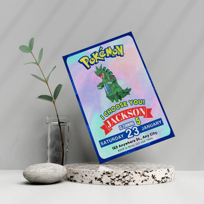 Tyranitar Invitation Template | Pokemon Birthday Invite - CreativeRino