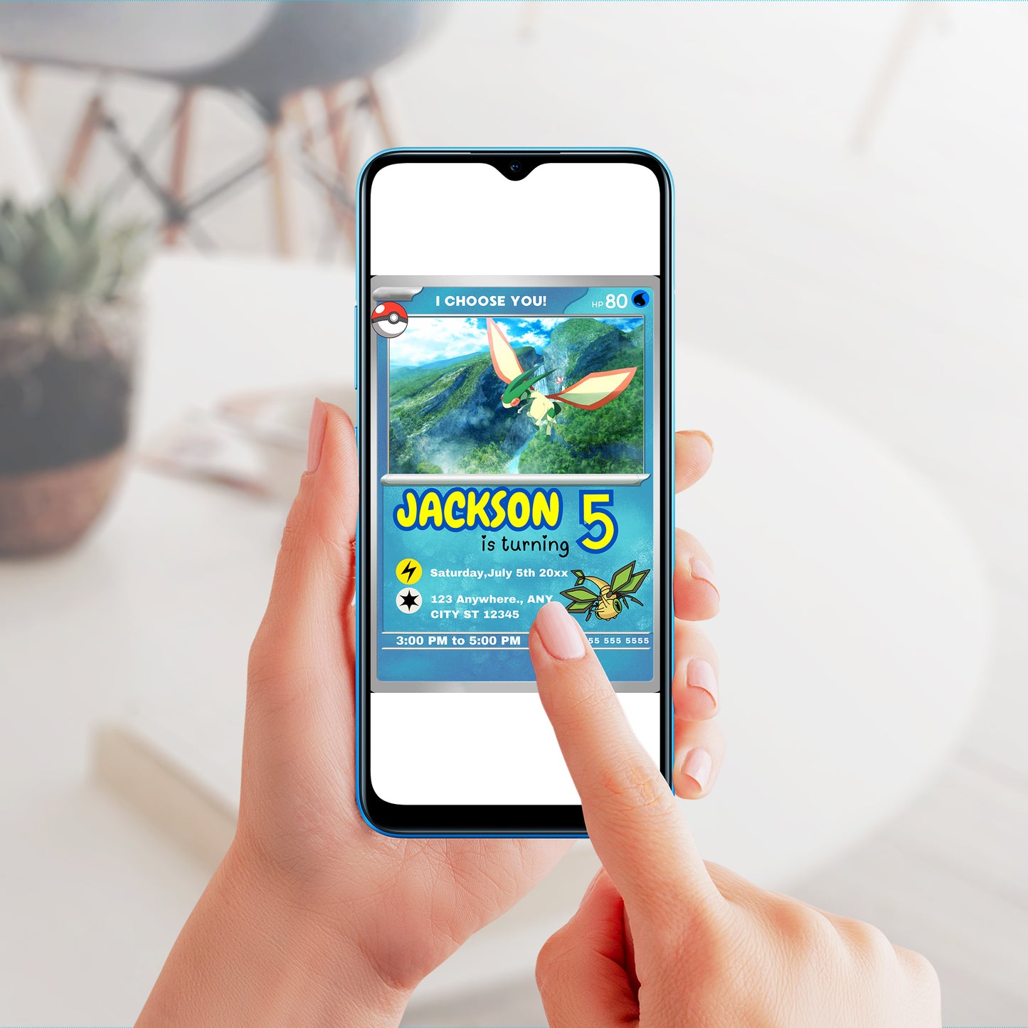 Flygon Invitation Template | Pokemon Card Birthday Invite - CreativeRino