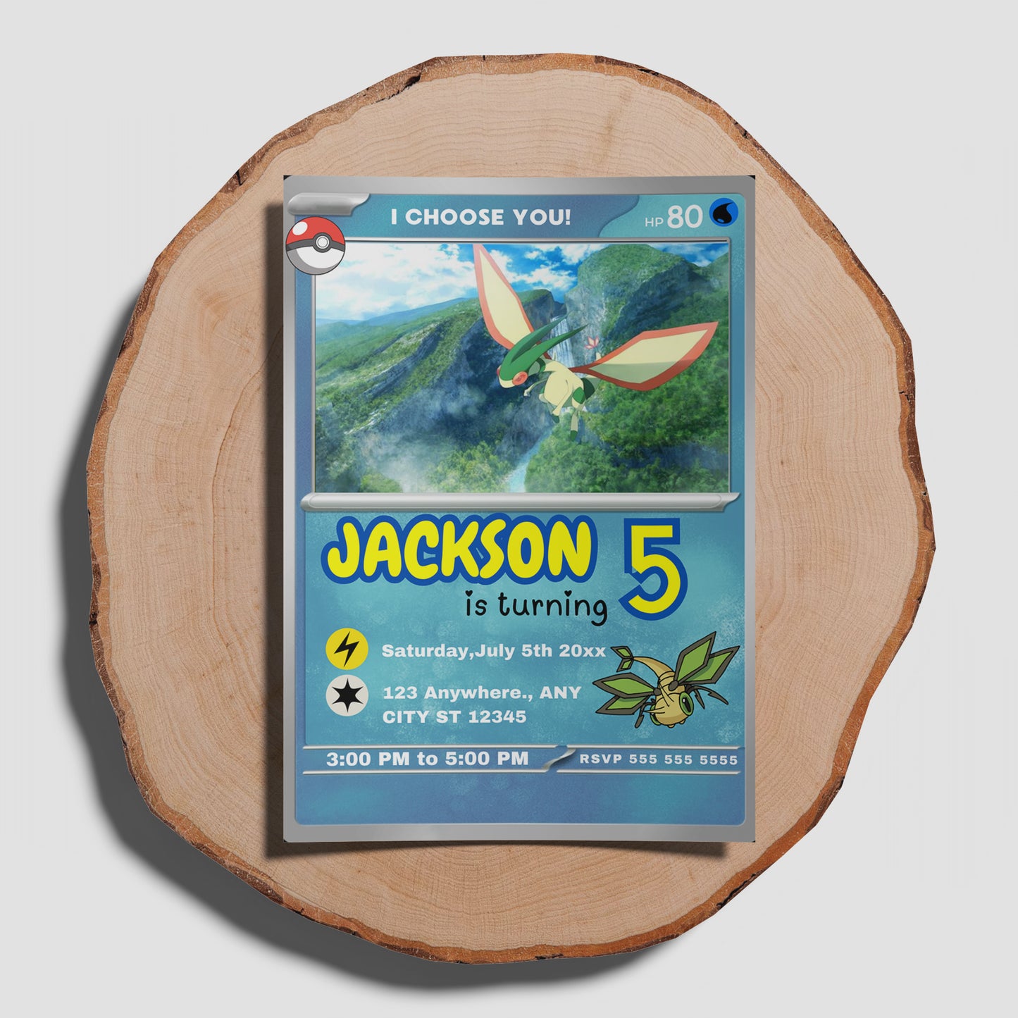 Flygon Invitation Template | Pokemon Card Birthday Invite - CreativeRino