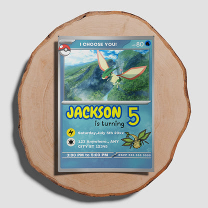 Flygon Invitation Template | Pokemon Card Birthday Invite - CreativeRino