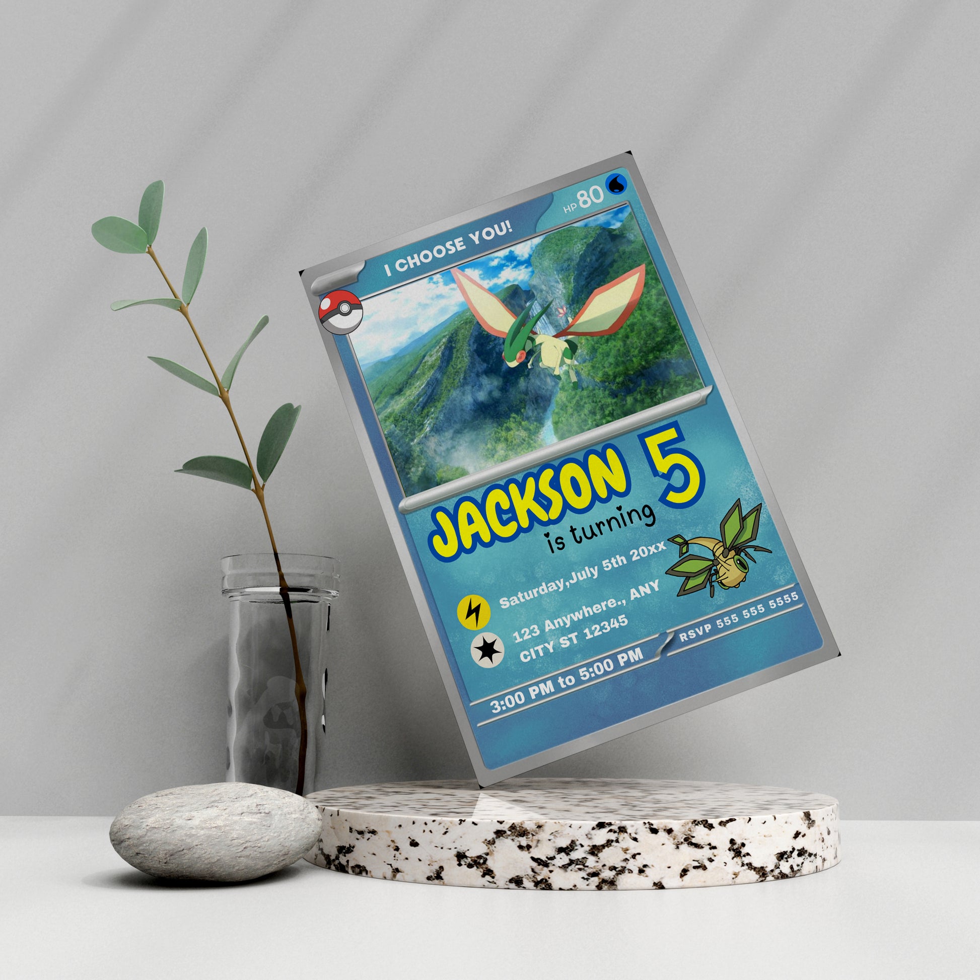 Flygon Invitation Template | Pokemon Card Birthday Invite - CreativeRino