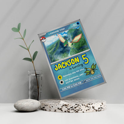 Flygon Invitation Template | Pokemon Card Birthday Invite - CreativeRino