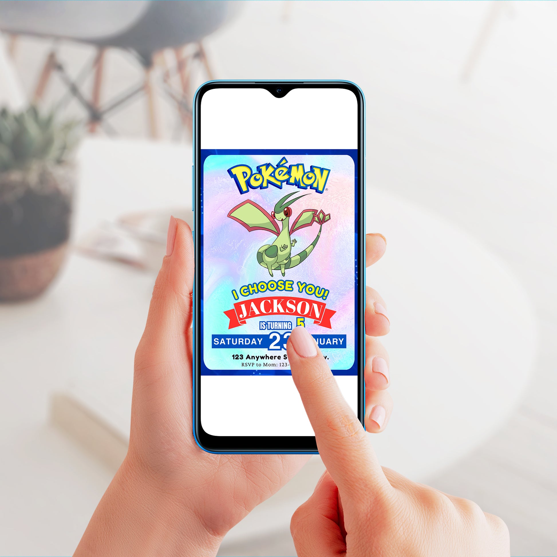 Flygon Invitation Template | Pokemon Birthday Invite - CreativeRino