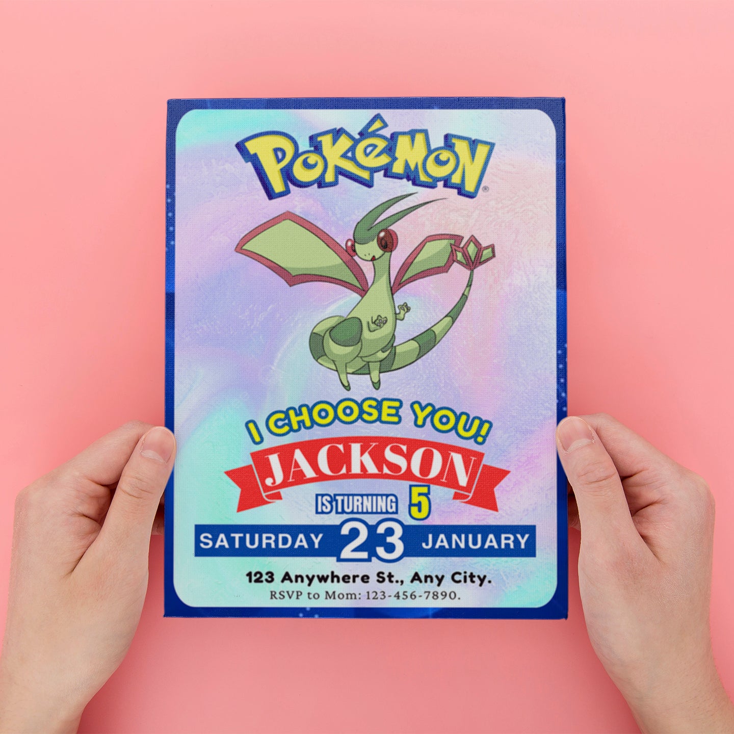 Flygon Invitation Template | Pokemon Birthday Invite - CreativeRino