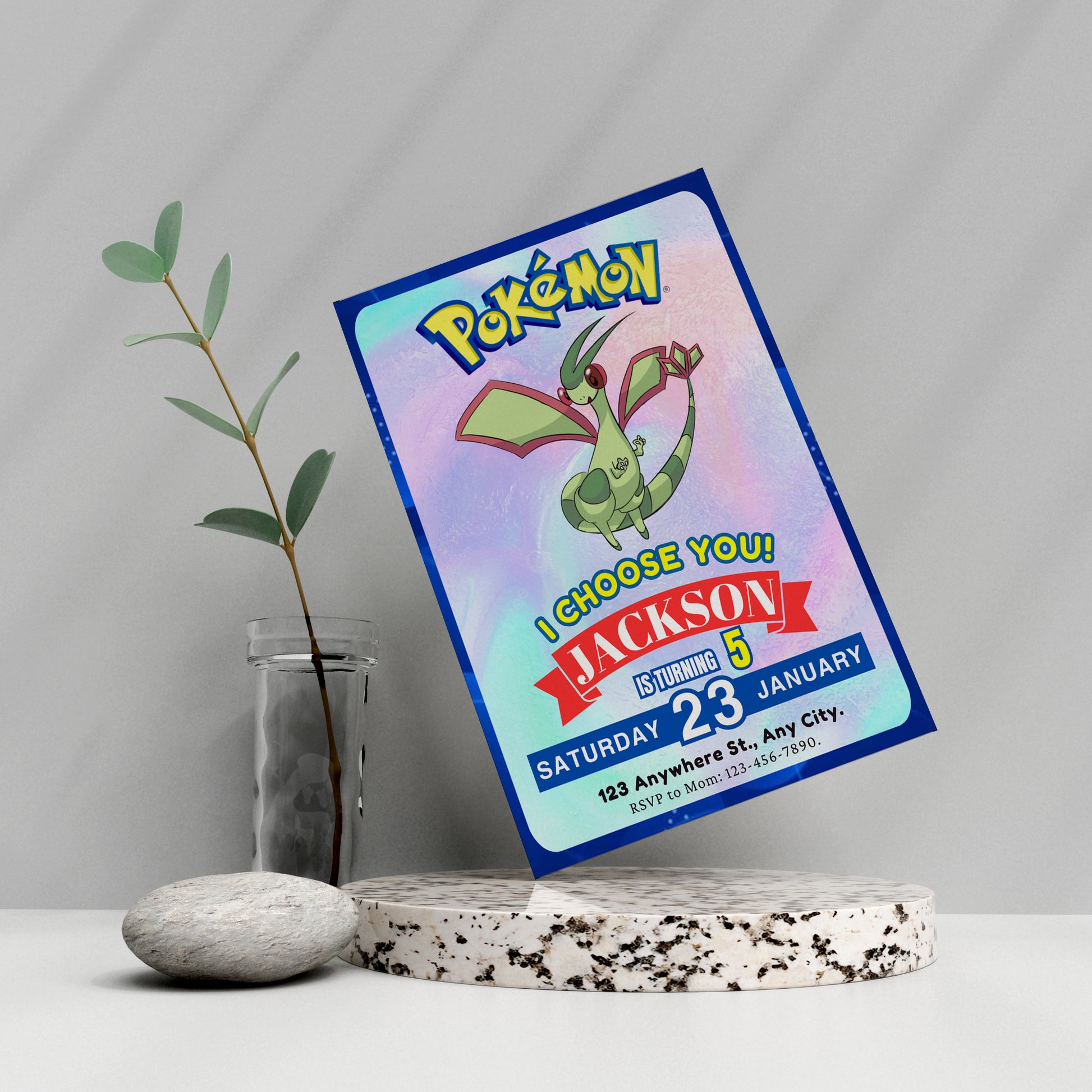 Flygon Invitation Template | Pokemon Birthday Invite - CreativeRino