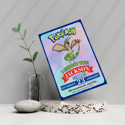 Flygon Invitation Template | Pokemon Birthday Invite - CreativeRino