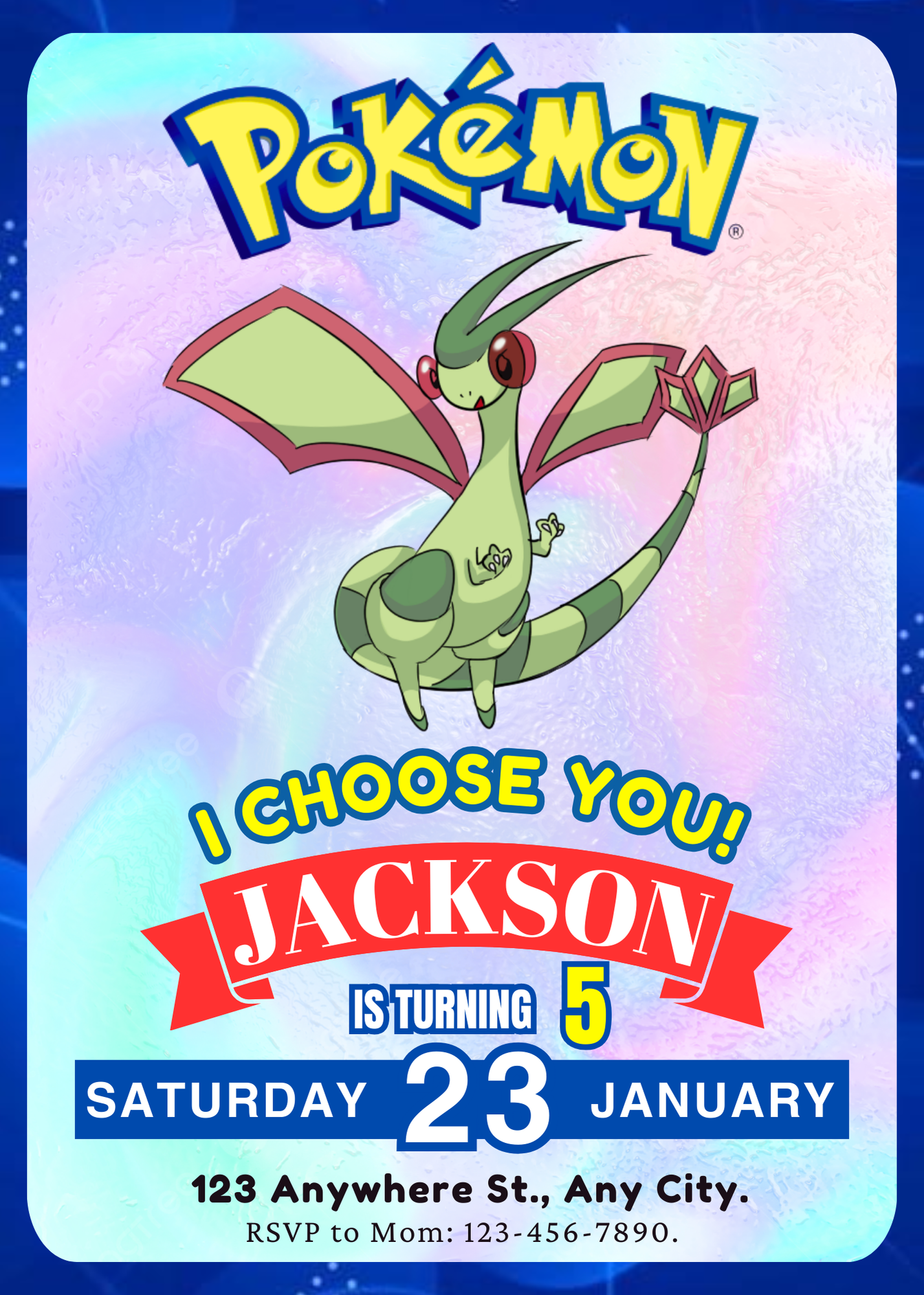 Flygon Invitation Template | Pokemon Birthday Invite - CreativeRino